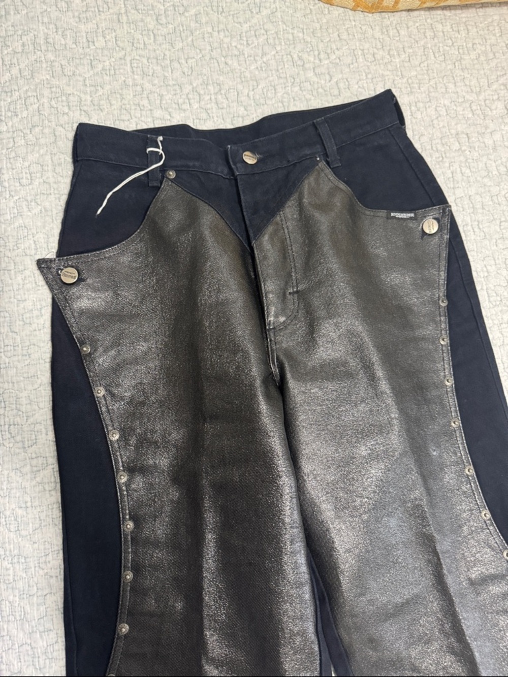VINTAGE ROUGH RIDER Faux Leather Front Paneled Pants - Picture 2 of 10